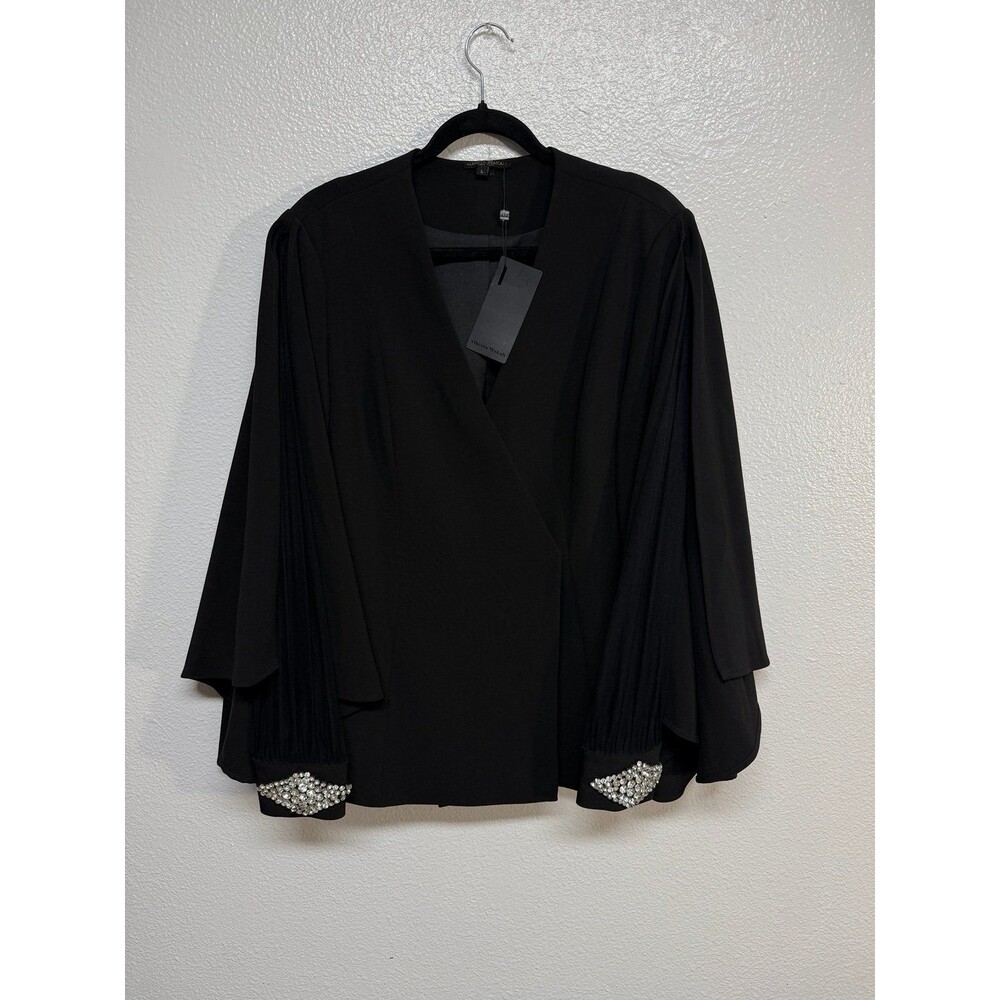 Alberto Makali Black Wrap Jacket Mesh Size Large Elegant coat Unique piece NWT